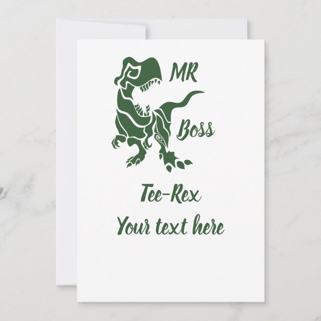 Green Trex the Boss Dino Invitation (Front)