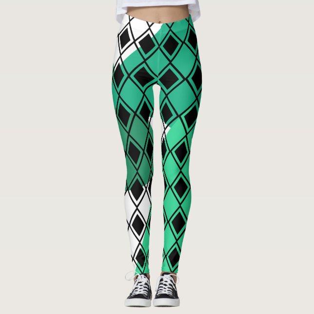 Green Triangle Harlequin  Leggings (Front)