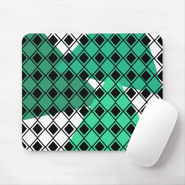 Green Triangle Harlequin  Mouse Pad (With Mouse)