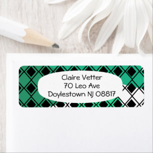Green Triangle Harlequin Return Address Label