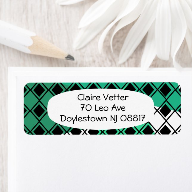 Green Triangle Harlequin  Return Address Label (Insitu)