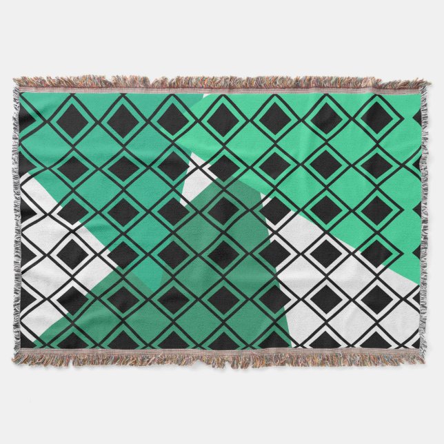 Green Triangle Harlequin  Throw Blanket (Front)