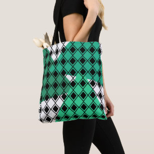 Green Triangle Harlequin Tote Bag