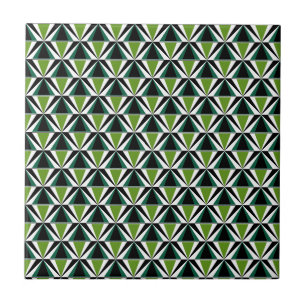 Green Triangles Ceramic Tile