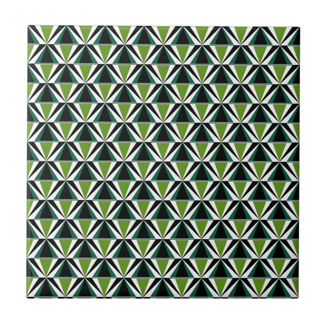 Green Triangles Ceramic Tile (Front)