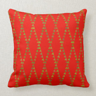 Green Triangles on Red PIllow