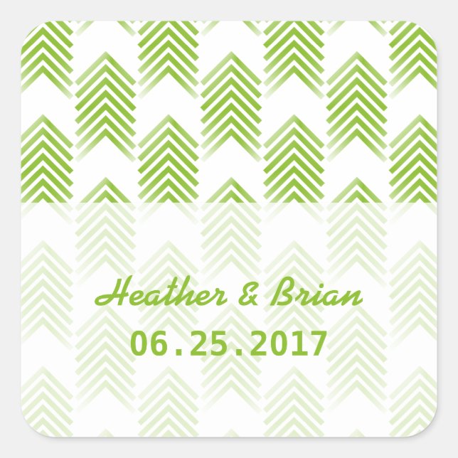 Green Tribal Arrows Wedding Stickers (Front)