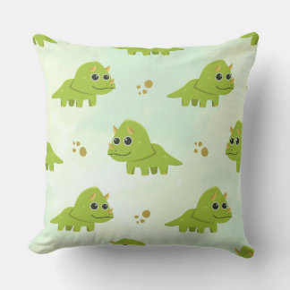 Green Triceratops Baby Boy Nursery Throw Pillow