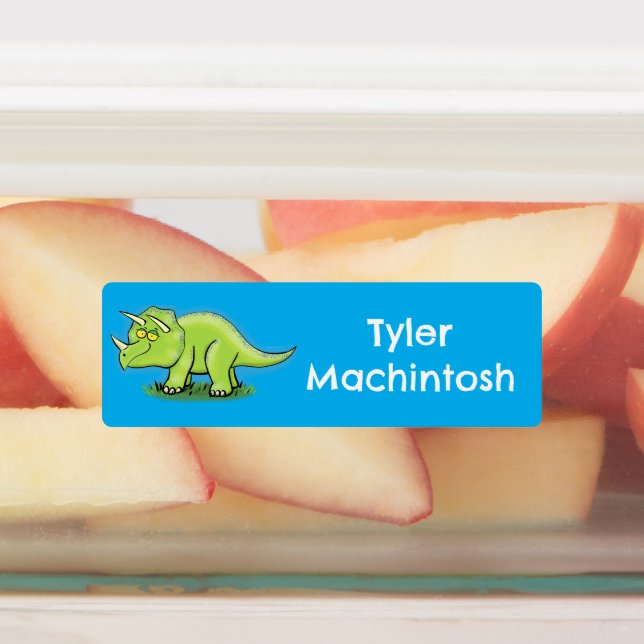 Green triceratops dinosaur cartoon personalised (Affixed)