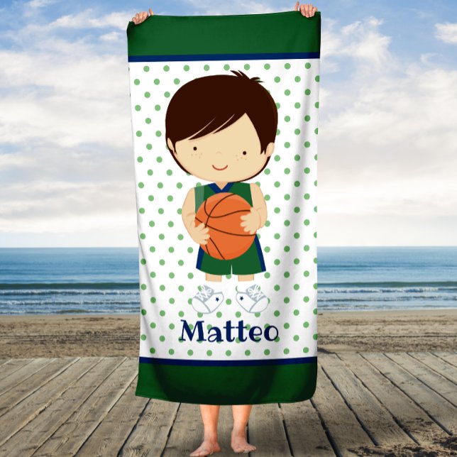 Green Trim basketball Boys Kids Custom Bath Towel (Creator Uploaded)