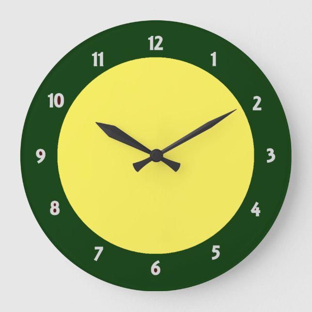 Green Trim White Number Clock Face Modern Clock (Front)