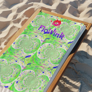 Green Trippy Funky Beach Towel