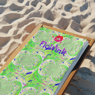 Green Trippy Funky Beach Towel