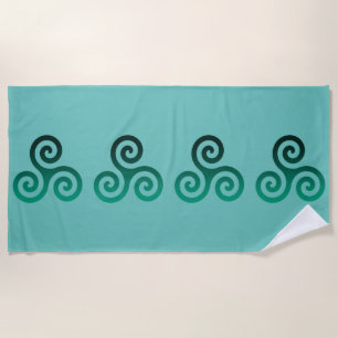 Green Triskele Ancient Celtic Symbol Mint Beach Towel