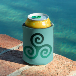 Green Triskele Ancient Celtic Symbol Mint Can Cooler
