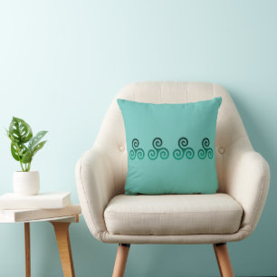 Green Triskele Ancient Celtic Symbol Mint Cushion