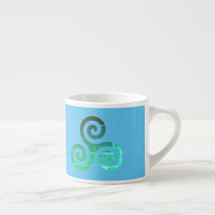 Green Triskele Ancient Celtic Symbol Sky Blue Espresso Cup