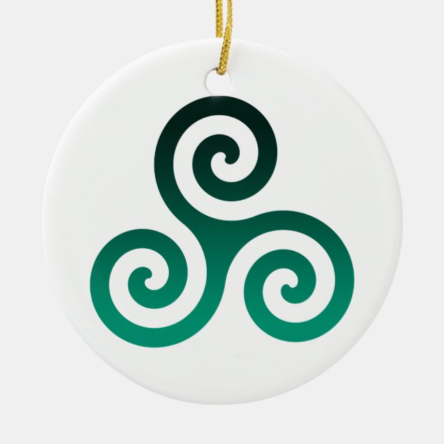 Green Triskele Ceramic Ornament (Front)