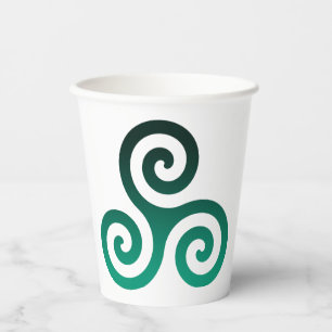 Green Triskele Paper Cups