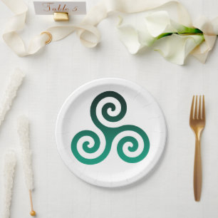 Green Triskele Paper Plate