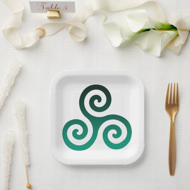 Green Triskele Paper Plate (Wedding)