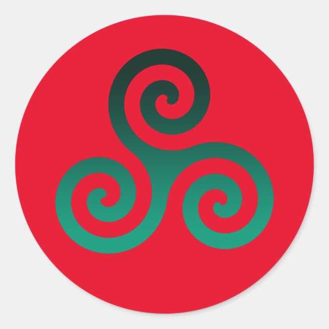 Green Triskele Vivid Red Classic Round Sticker (Front)