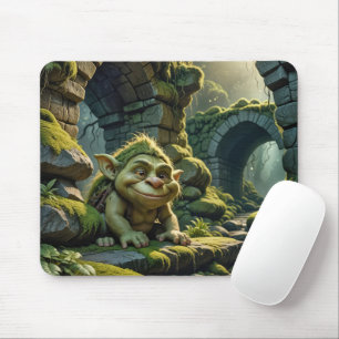 Green Troll Under a Stone Bridge Mouse Pad
