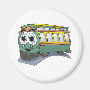 Green Trolley Cartoon Magnet