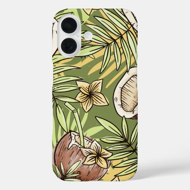 Green Tropic Coconut jungle Breeze Case-Mate iPhone Case (Back)