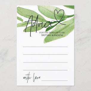 Green Tropical Baby Shower Advice Game Card