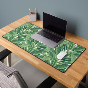 Green Tropical Banana Leaves Desk Mat