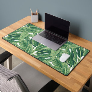 Green Tropical Banana Leaves Desk Mat