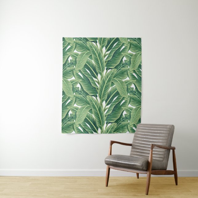 Green Tropical Banana Leaves Tapestry (In Situ)