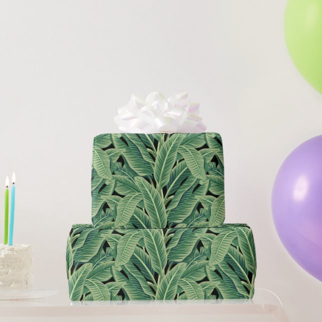 Green Tropical Banana Leaves Wrapping Paper (Party Gifts)