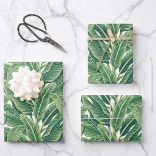 Green Tropical Banana Leaves Wrapping Paper Sheet