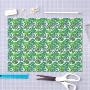 Green Tropical Botanical Monstera Leaves Pattern Tissue Paper