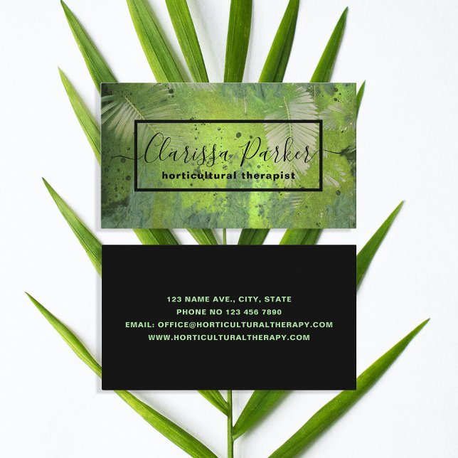 Green Tropical Exotic Palm Leaves Professional Business Card (Creator Uploaded)