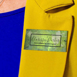 Green Tropical Exotic Palm Leaves Professional  Name Tag