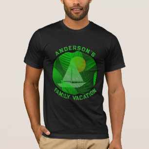Green Tropical Family Vacation Graphic T-Shirt
