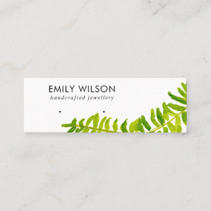 GREEN TROPICAL FERN FAUNA EARRING STUD DISPLAY MINI BUSINESS CARD
