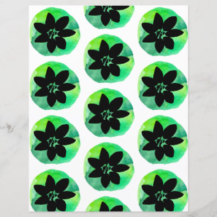Green Tropical Flower Patter Scrapbook Paper