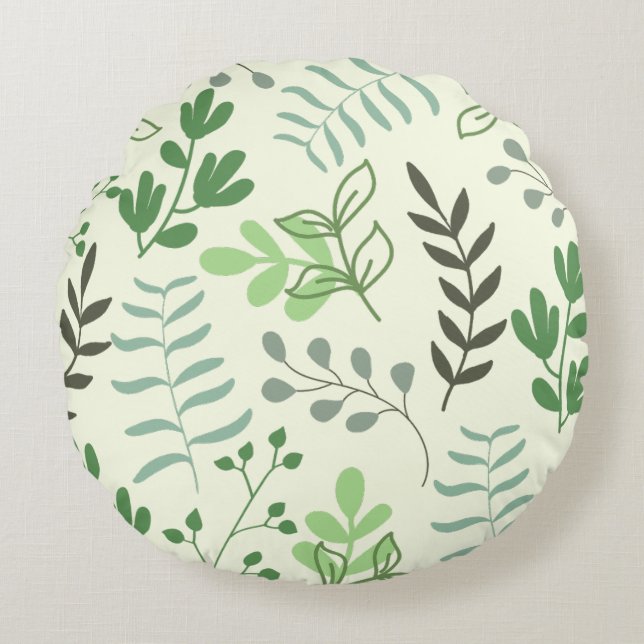 Green Tropical Forest Round Pillow (Front)