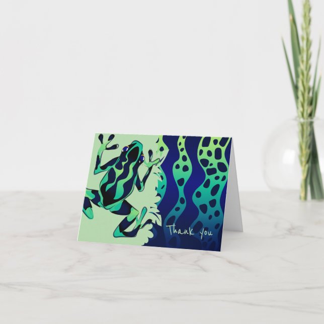 Green Tropical Frog Thank You Note - Blank Card (Front)