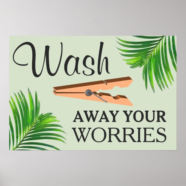 Green Tropical Funny Laundry Room Sign (Front)