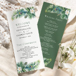 Green Tropical Indian Peacock Feathers Wedding Program<br><div class="desc">Peacock theme Indian wedding program featuring beautiful peacock feathers and tropical leaves.</div>