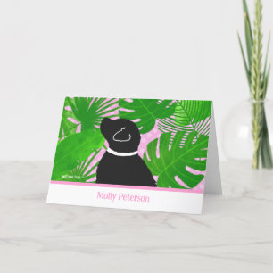 Green Tropical Island Black Dog Custom Cards
