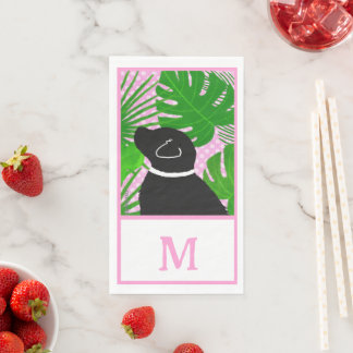 Green Tropical Island Black Dog Guest Towels Napkin