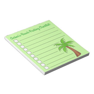 Green Tropical Island Palm Tree Beach Packing List Notepad