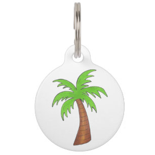 Green Tropical Island Palm Tree Dog Pet Tag