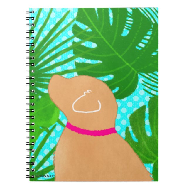 Green Tropical Island Yellow Dog  Notebook (Front)